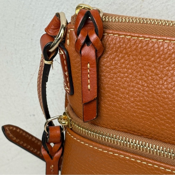 Dooney & Bourke Pebbled Leather Cognac Camel Tan Brown Crossbody Bag Purse - Picture 15 of 16